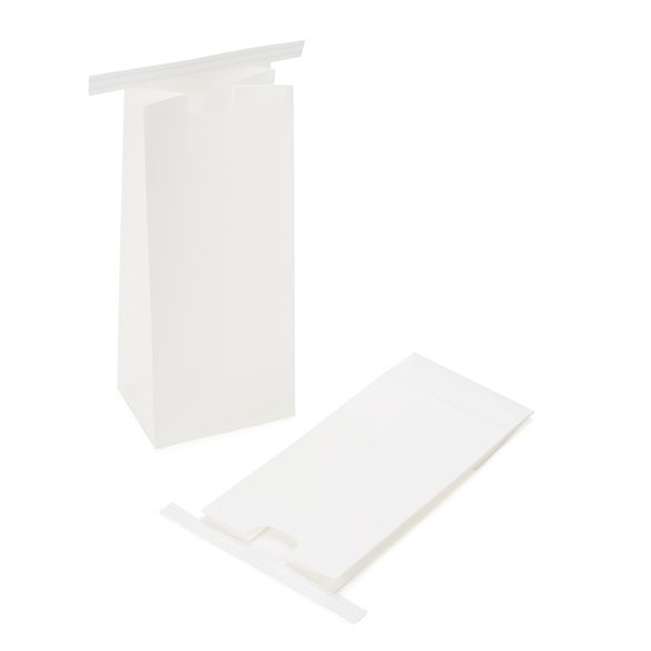 Sachet en Kraft blanc refermable à attache métalique 8,6x6,4x19,7 cm (100 pièces) [TTB1W]