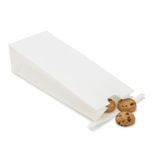 Sachet en Kraft blanc refermable à attache métalique 10,8x6,4x26,7 cm (100 pièces) [TTB2W]