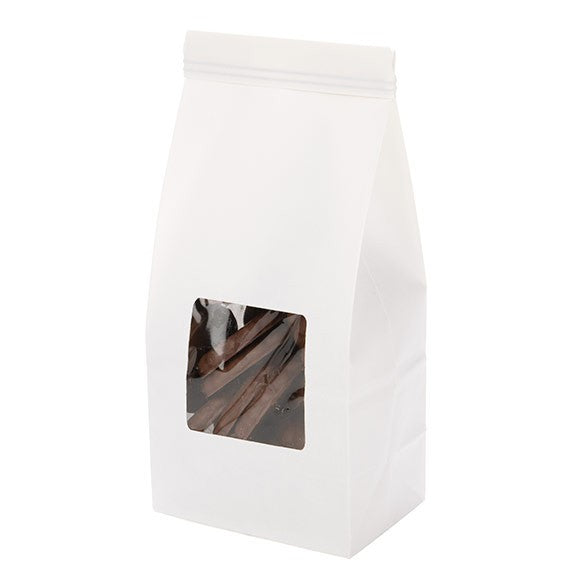 Sachet en Kraft blanc refermable à attache métalique 8,6x6,4x19,7 cm (100 pièces) [TTW1W]