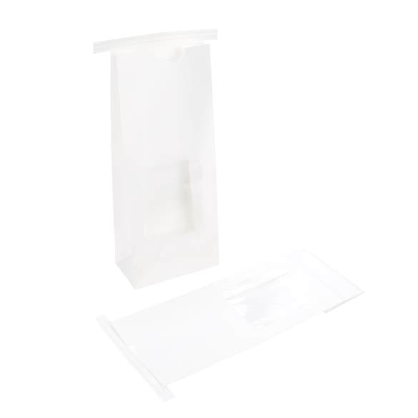 Sachet en Kraft blanc refermable à attache métalique 10,8x6,4x26,7 cm (100 pièces) [TTW2W]