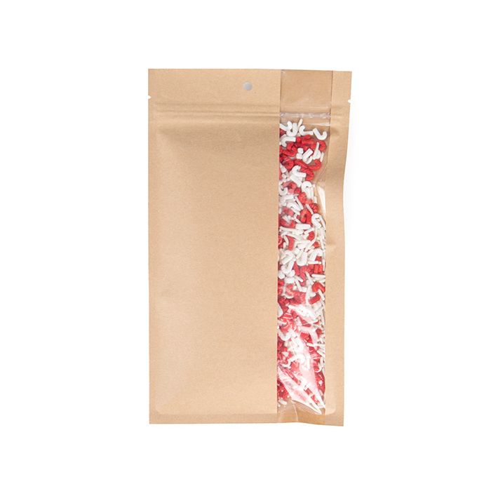 Sachets Zip Kraft avec fenêtre verticale 12.7x20.8 cm (100 pièces) [HZBV6K]