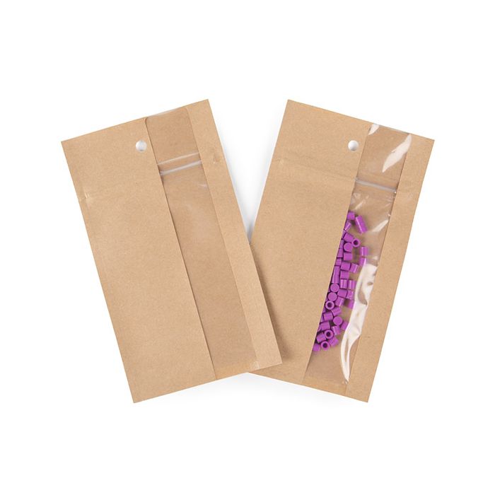 Sachets Zip Kraft avec fenêtre verticale 7,6x11,4 cm (100 pièces) [HZBV3K]