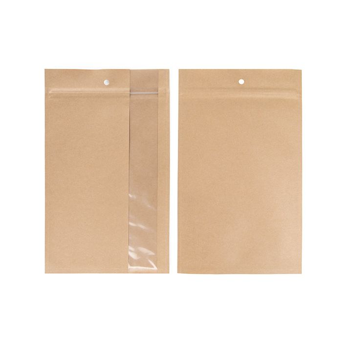 Grip Seal Bags Kraft With Vertical Window 15.2x23.5 cm