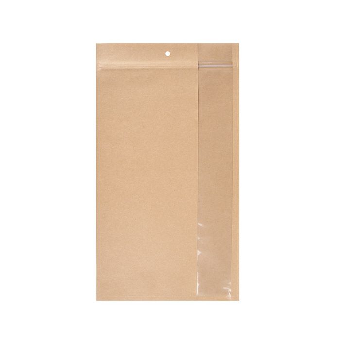 Sachets Zip Kraft avec fenêtre verticale 17.8x30.5 cm (100 pièces) [HZBV8K]