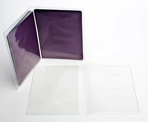 Pochettes vinyles style porte-monnaie pour cartes et enveloppes A6 17.5 x 27.0cm   (100 pièces)   [VINA6]