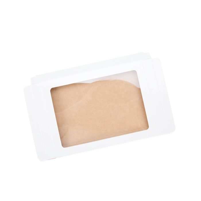 Boîte à fenêtre en papier blanc brillant avec feuille PET insérée 11.5x1.5x15cm A2 (25 Pieces) [WGWG3]