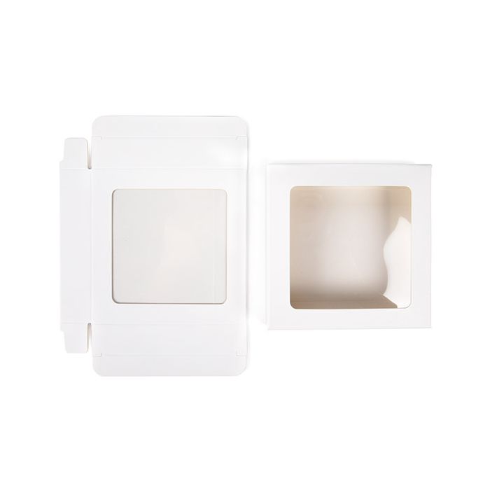 Boîte blanche en kraft avenc fenêtre transparente 10.5x2.2x10.5 cm (25 pièces) [WKRGW245]