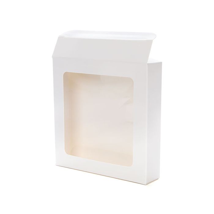 Boîtes-cadeaux Kraft blanc brillant 10,5x2,2x10,5cm avec fenêtre (25 pièces) [WGWG245]