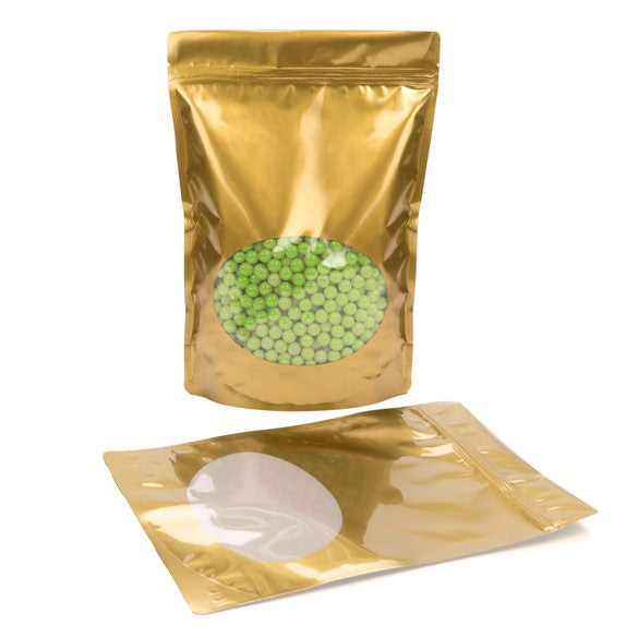 Doypack Or avec fenêtre ovale 21x8,9x29,2cm | 510g (100 pièces) [ZBGO5G]