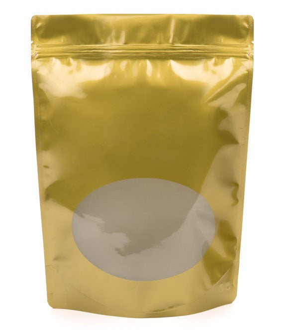 Doypack Or avec fenêtre ovale 21x8,9x29,2cm | 510g (100 pièces) [ZBGO5G]