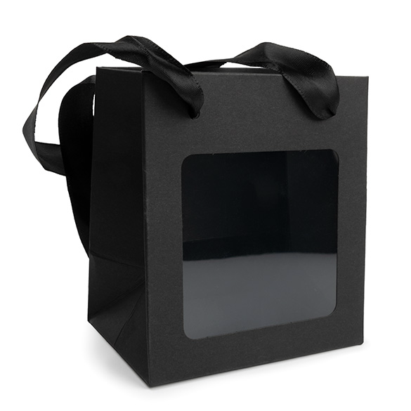 Sacs cadeaux noir avec fenêtre 10,2x7x11,4 cm (10 pcs) [GMBW1B]