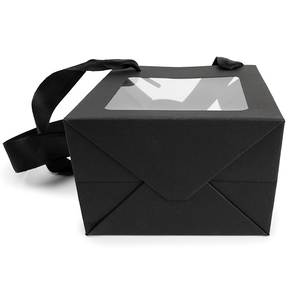 Sacs cadeaux noir avec fenêtre 10,2x7x11,4 cm (10 pcs) [GMBW1B]