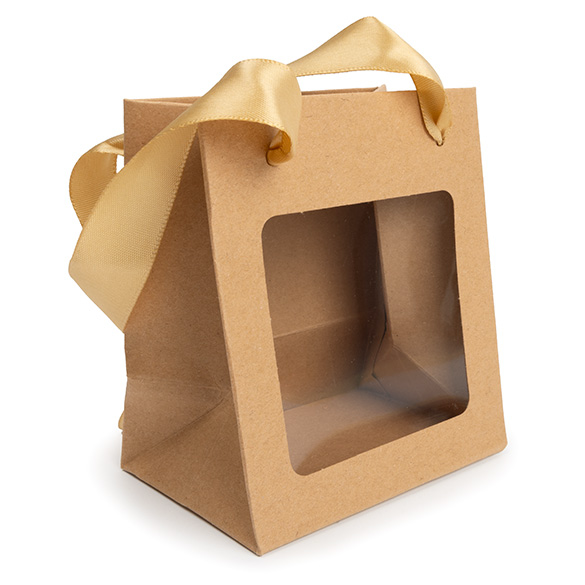 Sacs cadeaux kraft avec fenêtre 10,2x7x11,4 cm (10 pcs) [GMBW1K]