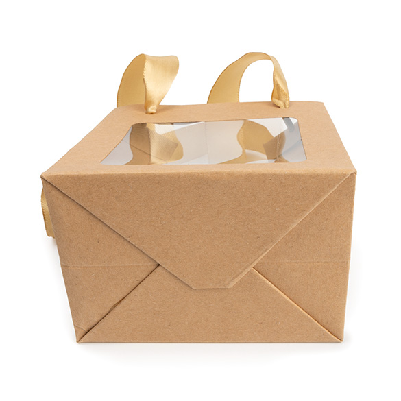 Sacs cadeaux kraft avec fenêtre 10,2x7x11,4 cm (10 pcs) [GMBW1K]