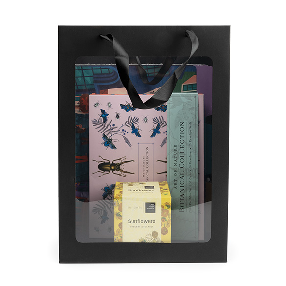 Sacs cadeaux noir avec fenêtre 24,9x15,2x35,1 cm (10 pcs) [GMBW3B]