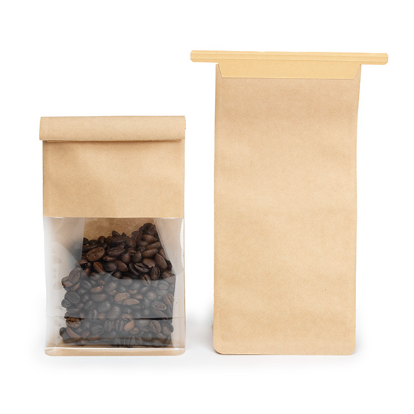 Sac à fond plat kraft avec fermeture tin-tie et soufflets 10,2x6,4x20,3 cm (100 pcs) [TTGB2K]