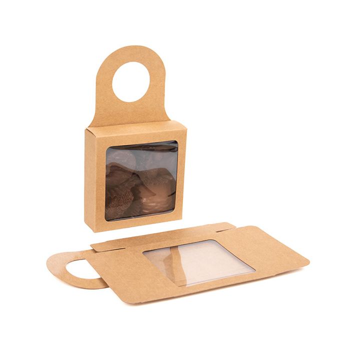 Boîte kraft avec fenêtre 9 x 3 x 9 cm (25 pièces) [FS356]