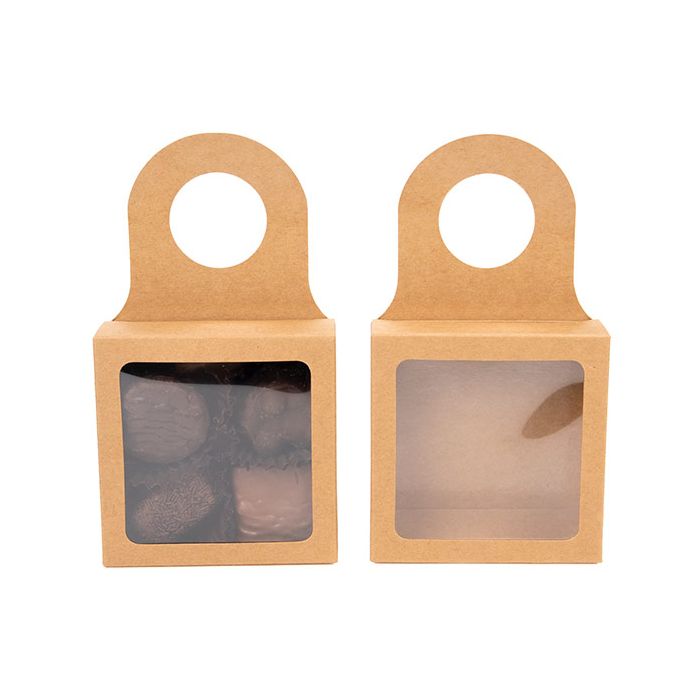 Boîte kraft avec fenêtre 9 x 3 x 9 cm (25 pièces) [FS356]