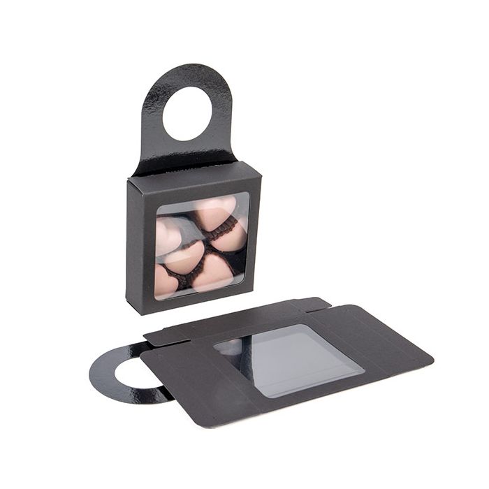 Boîte en kraft avec fenêtre, Noir 9 x 3 x 9 cm (25 pièces) [FS356B]