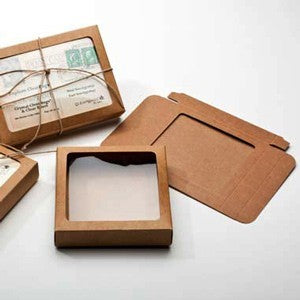 boite en kraft marron avec fenètre 11.4x2.2x14.9cm (25 Pieces) [WKR247]