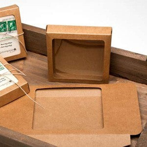 boite en kraft marron avec fenêtre 10.5x2.2x10.5cm (25 Pieces) [WKR245]