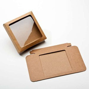 boite en kraft marron avec fenêtre 10.5x2.2x10.5cm (25 Pieces) [WKR245]
