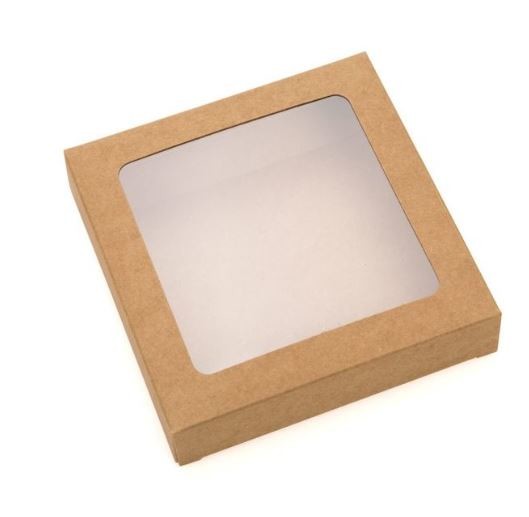Kraft Gift Boxes with Window 10.5x2.2x10.5cm