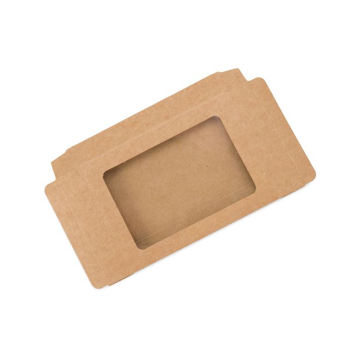 Boîte en papier kraft avec fenêtre et feuille en PET insérée 12.5x1.3x16.8 cm (25 Pieces) [WKRG5]