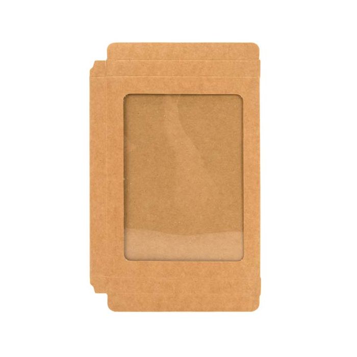 Boîte en papier kraft avec fenêtre et feuille en PET insérée A7 13.7x1.3x18.7 cm (25 Pieces) [WKRG4]