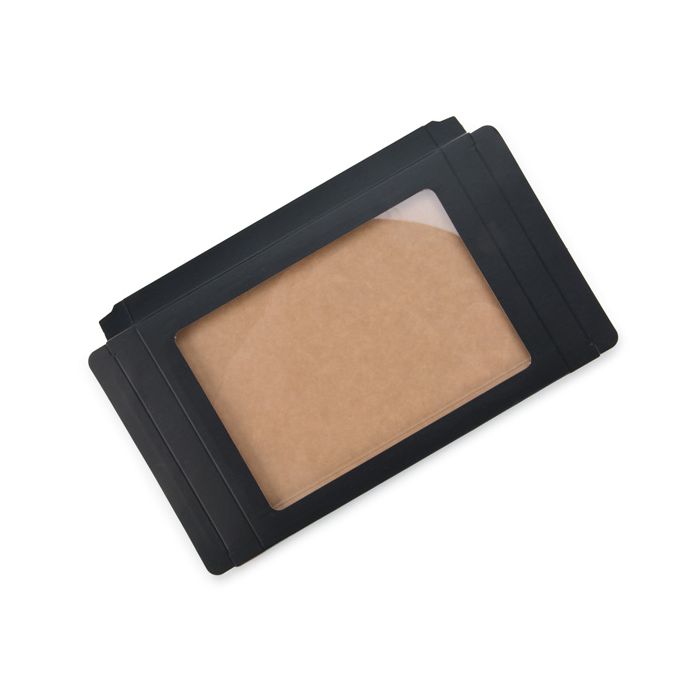 Boîte à fenêtre en papier noir mat avec feuille PET insérée 12.5x1.5x16.8cm A6 (25 Pieces) [WMBG2]