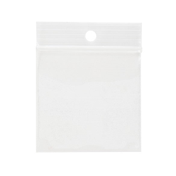 Sachet zip à transparence cristalline 75 microns avec trou pour suspension 5,1x5,1cm (100 pièces) [Z3R22]