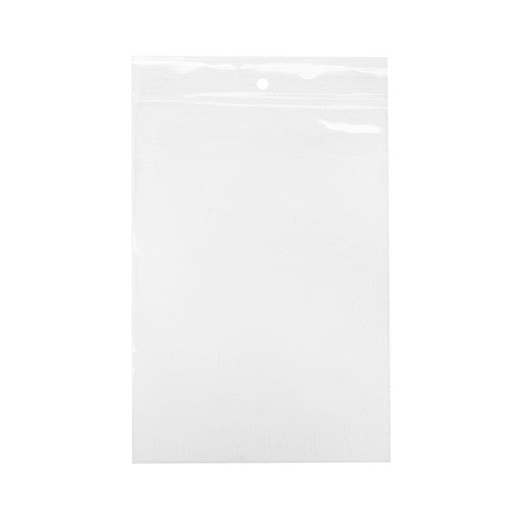 Sachet zip à transparence cristalline 75 microns avec trou pour suspension 12,7x17,8cm (100 pièces) [Z3R57]
