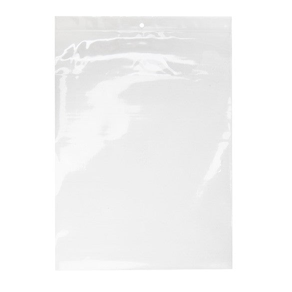Sachet zip à transparence cristalline 75 microns avec trou pour suspension 22,9x30,5cm (100 pièces) [Z3R912]