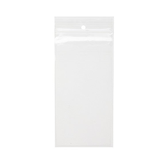 Sachet zip à transparence cristalline 100 microns avec trou pour suspension 7,6x15,2cm (100 pièces) [Z4R36]