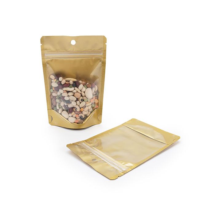 Doypack Transparentes dorées 10,2x6x15,2cm Trou de suspension (100 pièces) [ZBGGC2H]