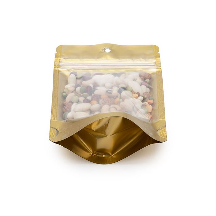 Doypack Transparentes dorées 10,2x6x15,2cm Trou de suspension (100 pièces) [ZBGGC2H]