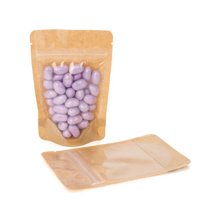 Doypack en papier Kraft avec transparence, 8x5x13cm | 28g (100 pièces) [ZBGKC1]