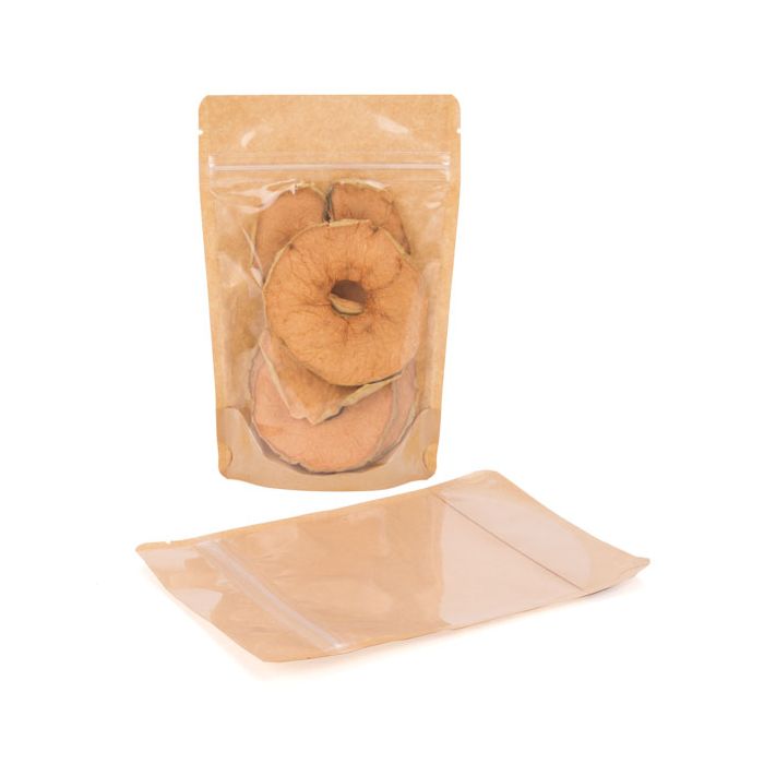 Doypack en papier Kraft avec transparence, 10,2x6x15,2cm | 57g (100 pièces) [ZBGKC2]