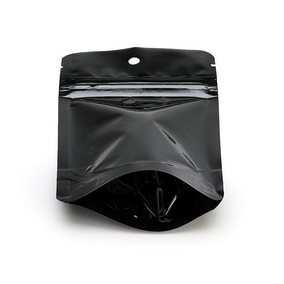 Doypack Noir Métallisé 8x5x13cm | 28g Trou Suspension Rond (100 pièces) [ZBGM1BH]