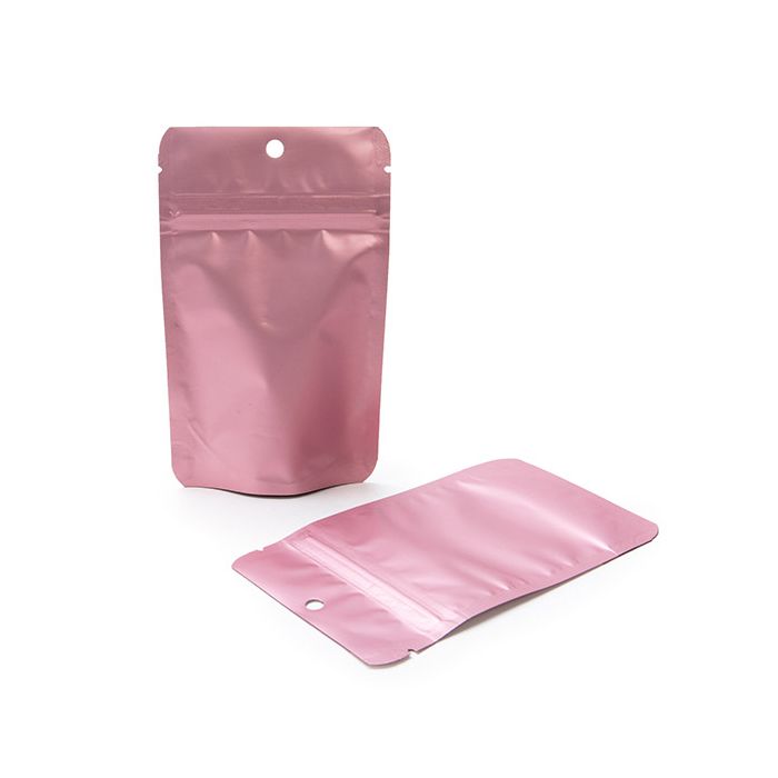 Doypack, Or rose Métallisé 8x5x13cm Trou de suspension (100 pièces) [ZBGM1RG]