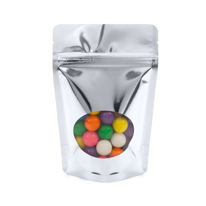 Stand Up Pouches Silver with oval Window 10x6x15cm | 57 grams