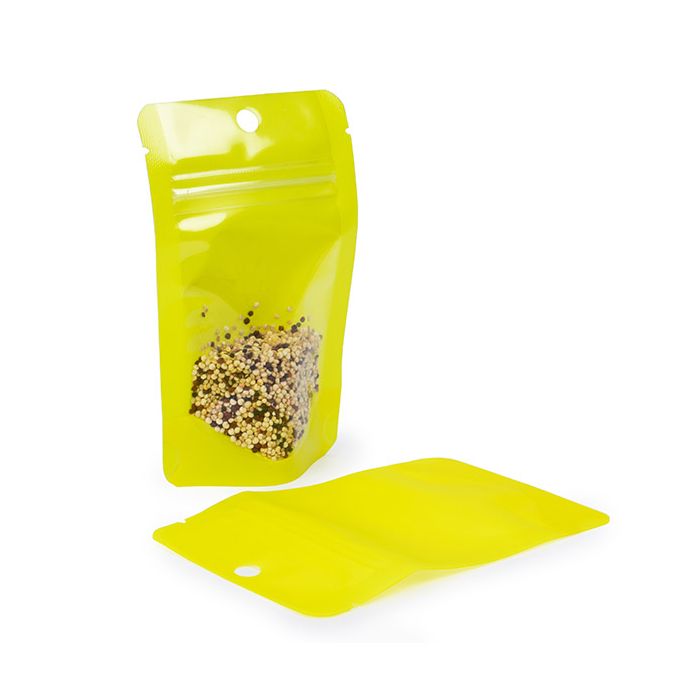 Doypack Transparent/Jaune Fluo 7,9x5,1x13cm (100 pièces) [ZBGN1YW]