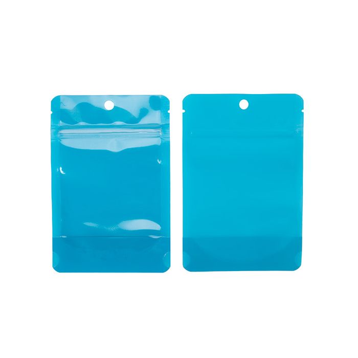 Doypack Transparent/Bleu Fluo 10,2x6x15,2cm (100 pièces) [ZBGN2BL]