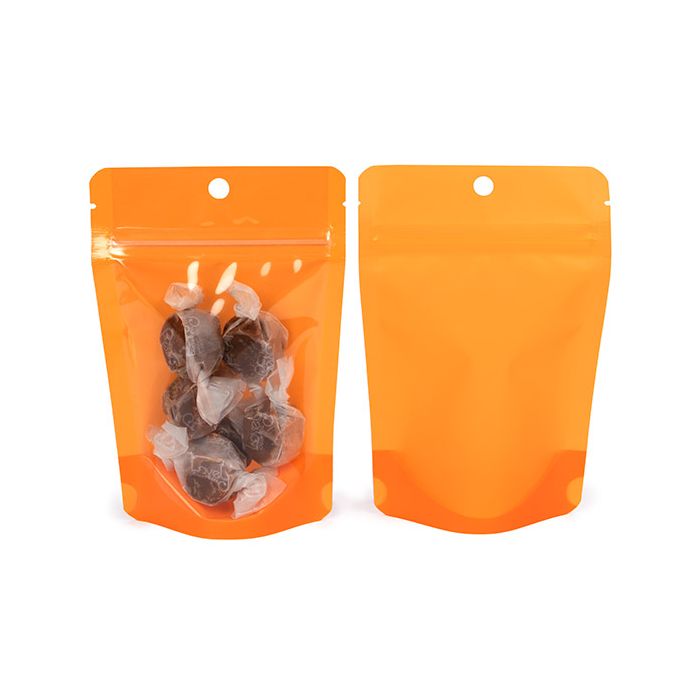 Doypack Transparent/Orange Fluo 10,2x6x15,2cm (100 pièces) [ZBGN2OR]