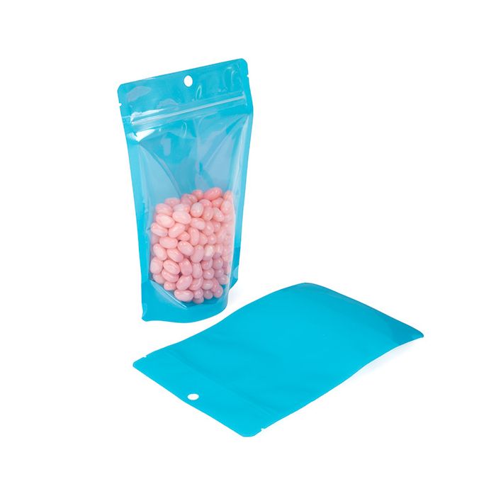 Doypack Transparent/Bleu Fluo 13x7,9x20,6cm (100 pièces) [ZBGN3BL]
