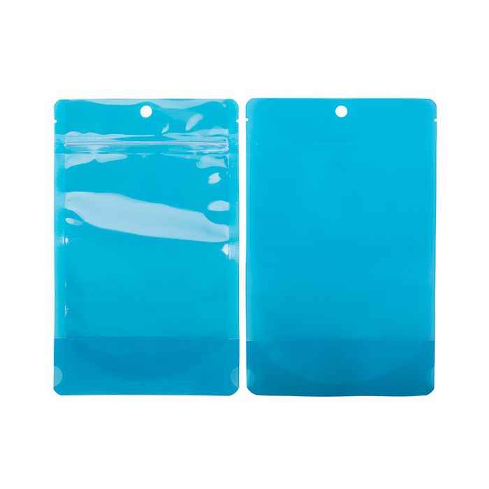 Doypack Transparent/Bleu Fluo 13x7,9x20,6cm (100 pièces) [ZBGN3BL]