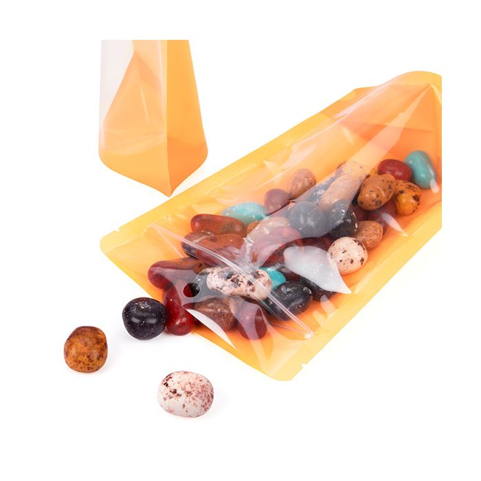 Doypack Transparent/Orange Fluo 13x7,9x20,6cm (100 pièces) [ZBGN3OR]