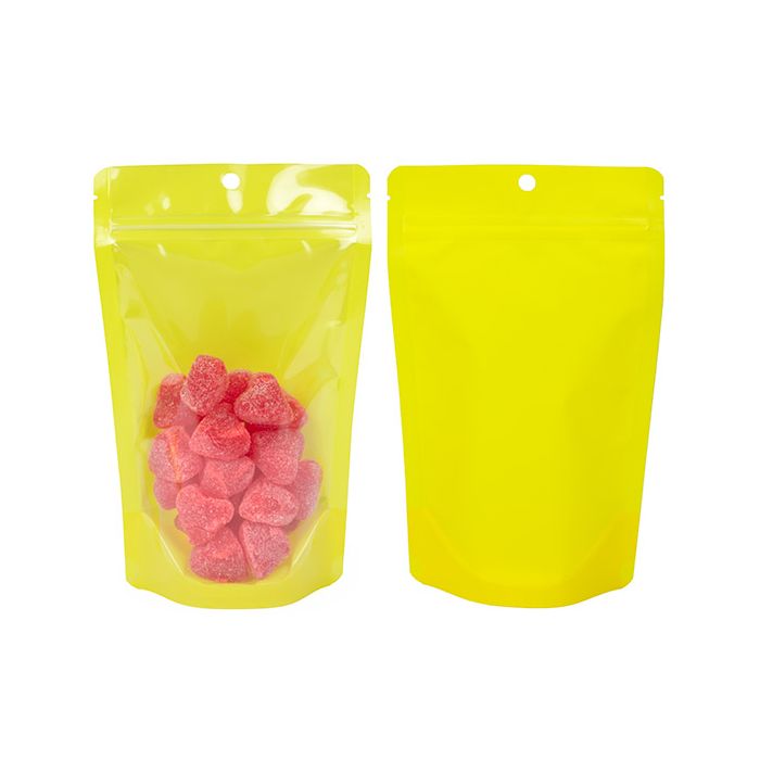 Doypack Transparent/Jaune Fluo 13x7,9x20,6cm (100 pièces) [ZBGN3YW]