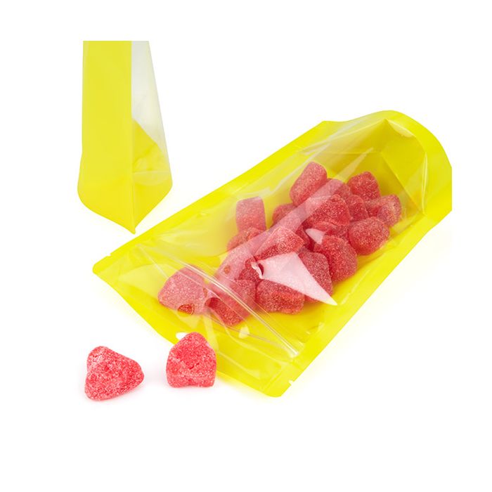 Doypack Transparent/Jaune Fluo 13x7,9x20,6cm (100 pièces) [ZBGN3YW]