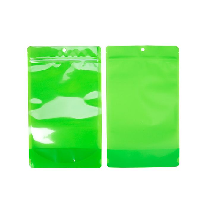 Doypack Transparent/Vert Fluo 17,2x8,9x28,6cm (100 pièces) [ZBGN4GR]
